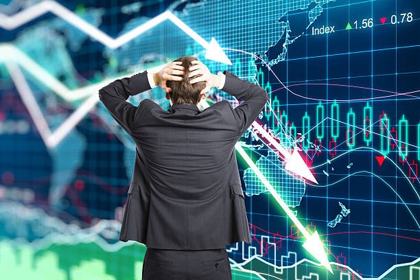 Illustration of the crisis concept with a businessman in panic Indian Stock Market
